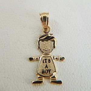 It's a Boy Charm Pendant in 14k Yellow Gold