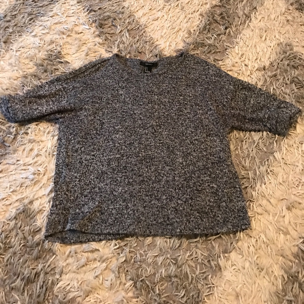 Forever 21 black and white semi-crop sweater