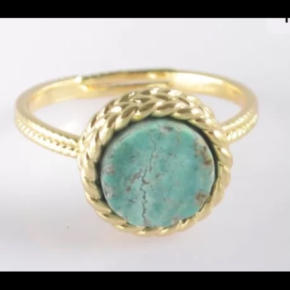 Turquoise Gold Plated Ring Size 5