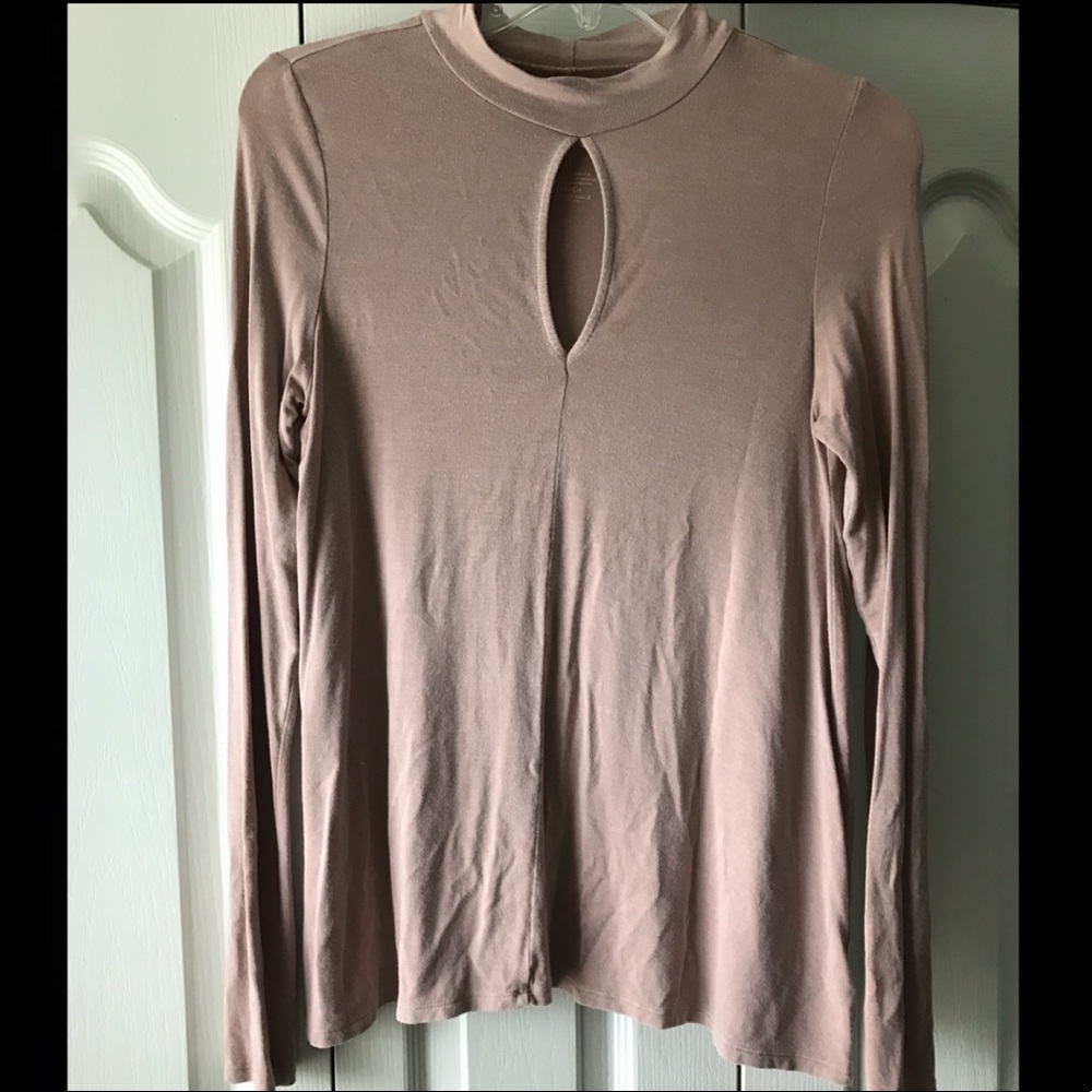 AEO Pink/Tan Cut-out Long Sleeve