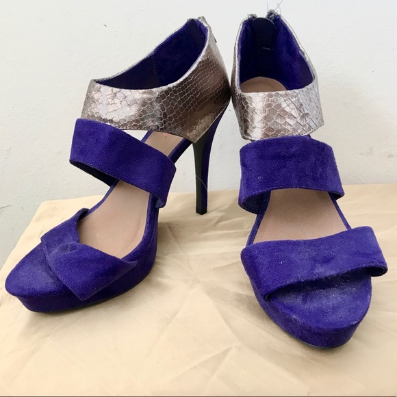JustFab Shoes - Blue and Silver Snakeskin Heels