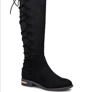 Celeste Back Lace Up Flat Boot