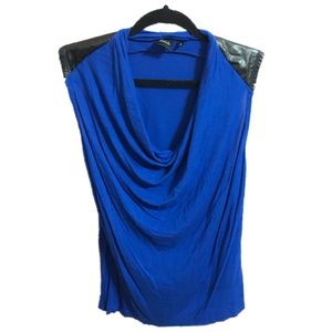 Saks Fifth Avenue Faux Leather Shoulder Blouse