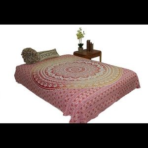 Queen Hippie Orange Red Mandala Tapestry Ombre