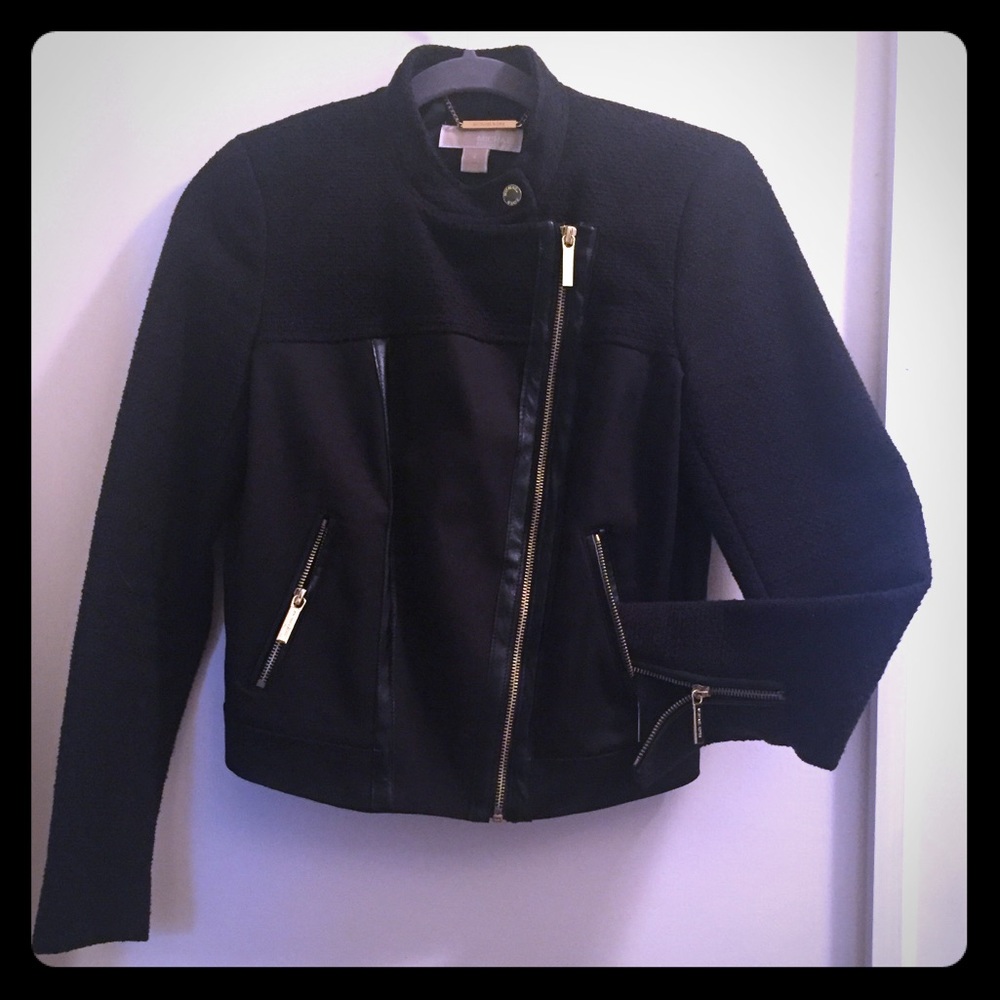 Michael Kors jacket with gold zippers.
