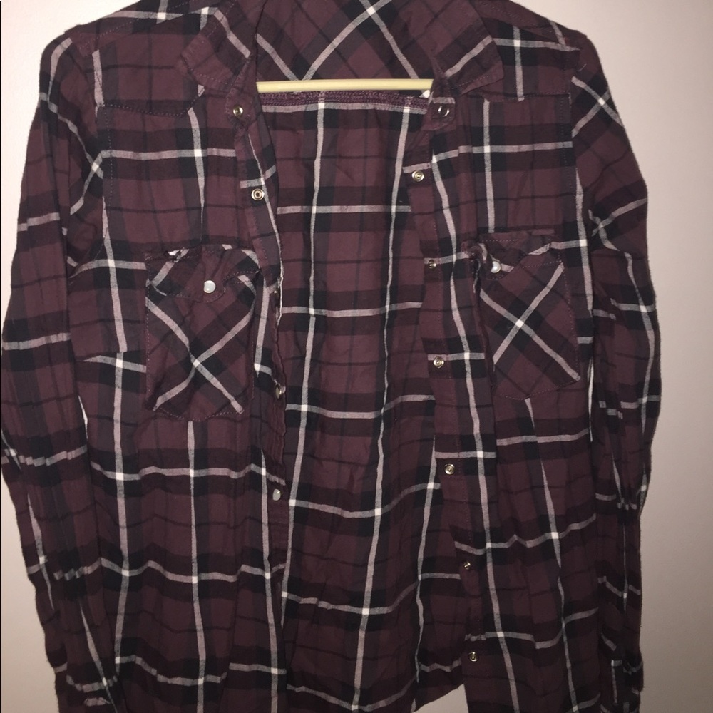 Charlotte Russe Burgundy Button Up Flannel