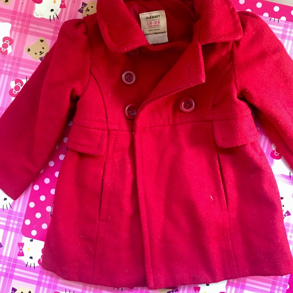 Old Navy red wool pea coat