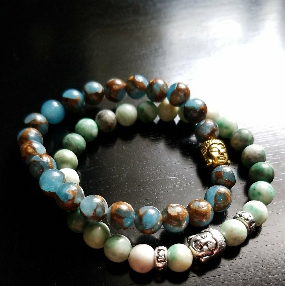 Natural Gemstone Beaded Buddha Bracelet
