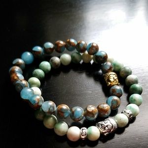 Natural Gemstone Beaded Buddha Bracelet