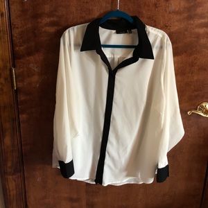 Apt 9 2XL Black and White Faux Button Up