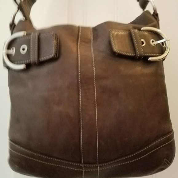 COACH BROWN BUCKLES SHOULDER BAG - Picture 1 of 8