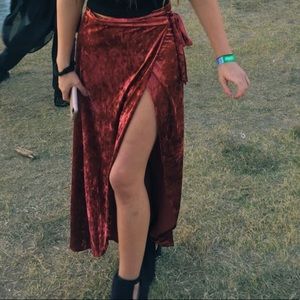 Red velvet wrap skirt