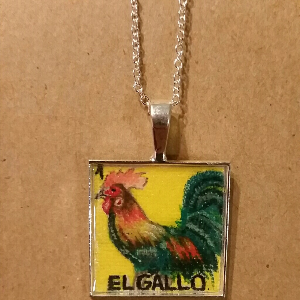 Hand painted pendant necklace charm