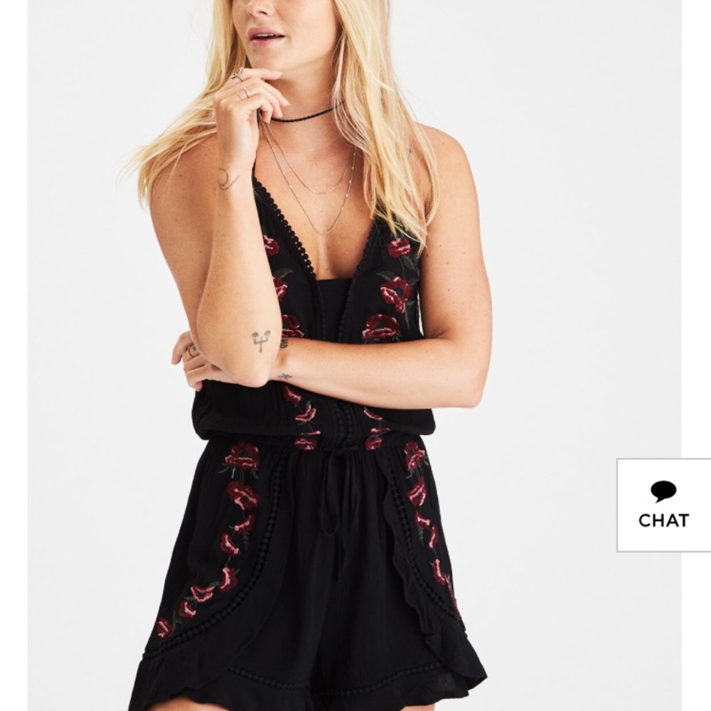Black and floral romper.