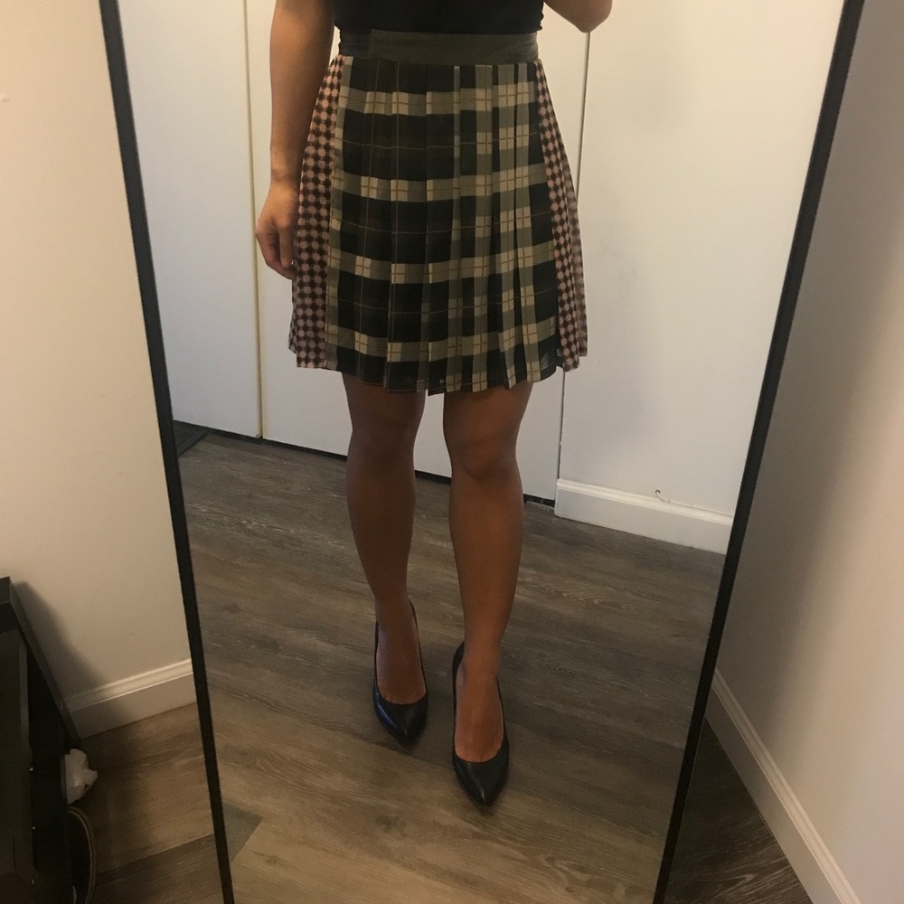 Topshop Plaid Pleated wrap skirt