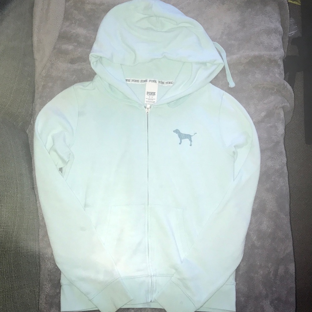 baby blue pink zip up hoodie