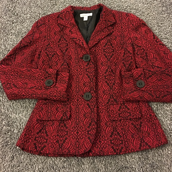 Coldwater Creek blazer | black & red | patterned - Picture 2 of 8