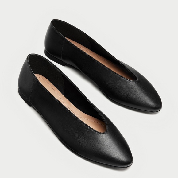 zara leather ballet flats