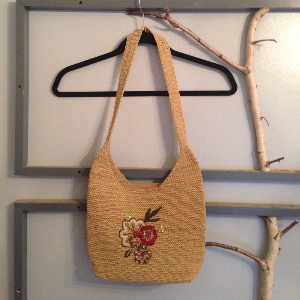 Tan woven purse