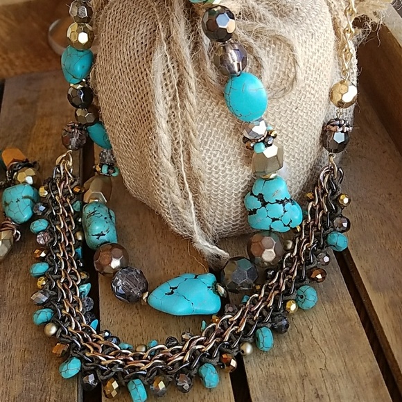 🚫SOLD🚫🎀SALE🎀3 piece Gold and Turquoise set - Picture 3 of 3