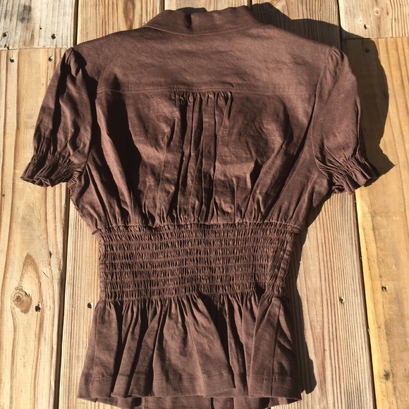 DONATED bebe Smocked Waist Linen Jacket - Picture 2 of 5