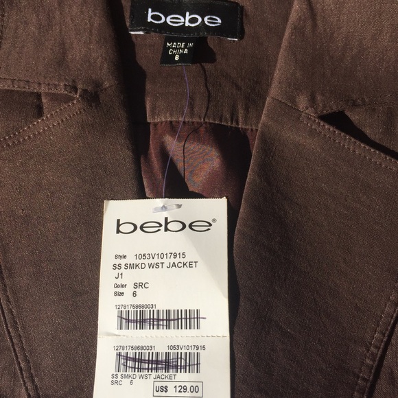 DONATED bebe Smocked Waist Linen Jacket - Picture 3 of 5