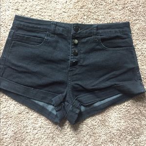 Black High-Waisted button up Jean Shorts- Sz 27