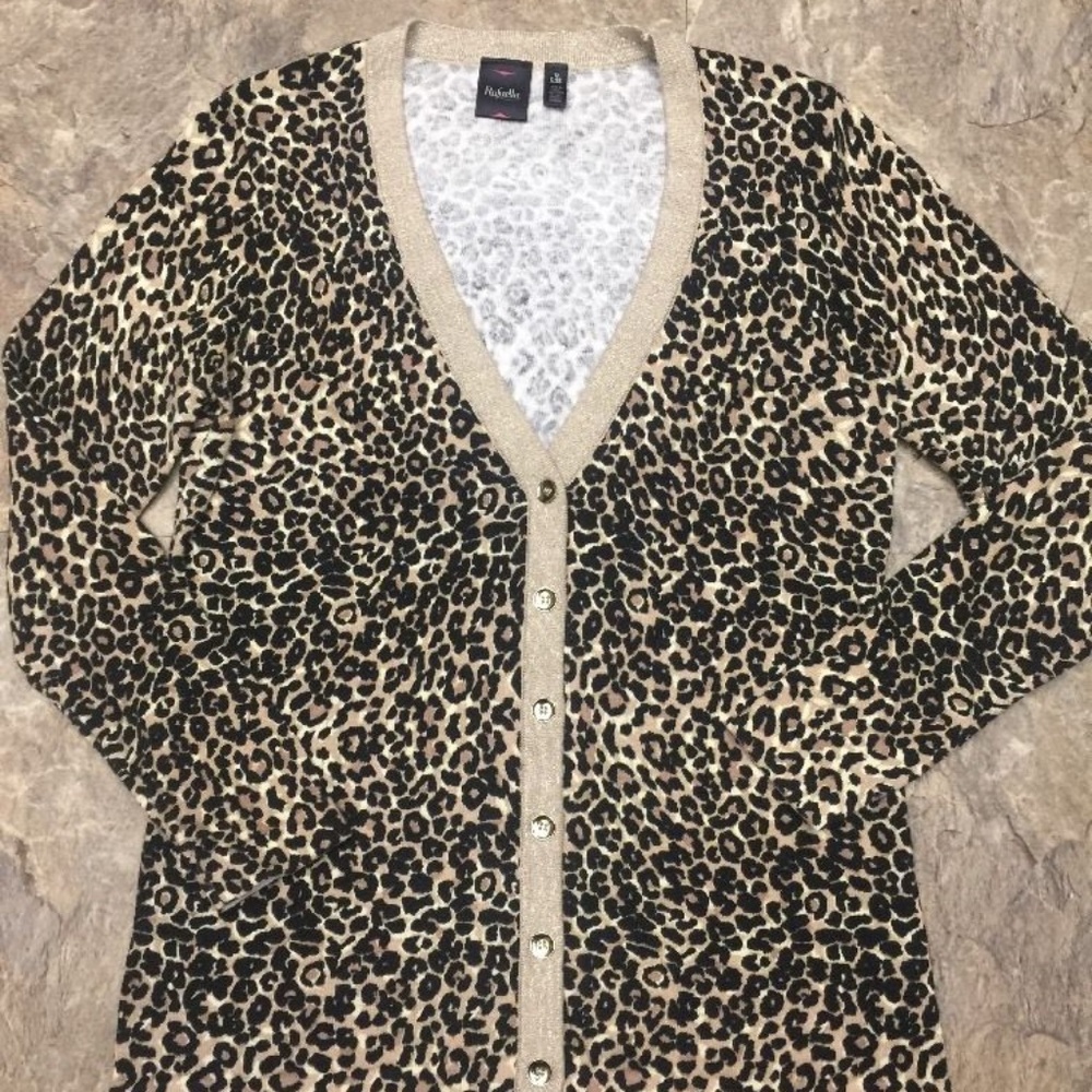 Rafaella Leopard Shimmer Cardigan