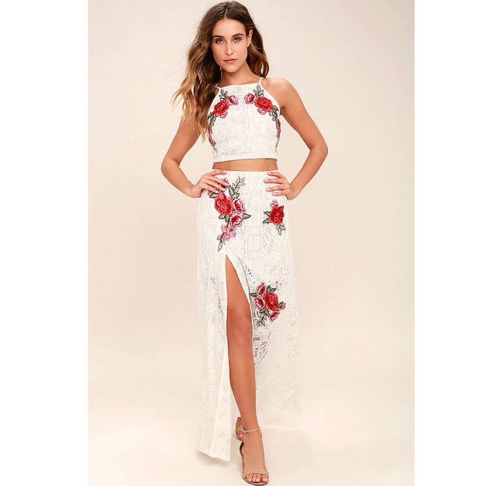 Lulus White Lace 2pc Set