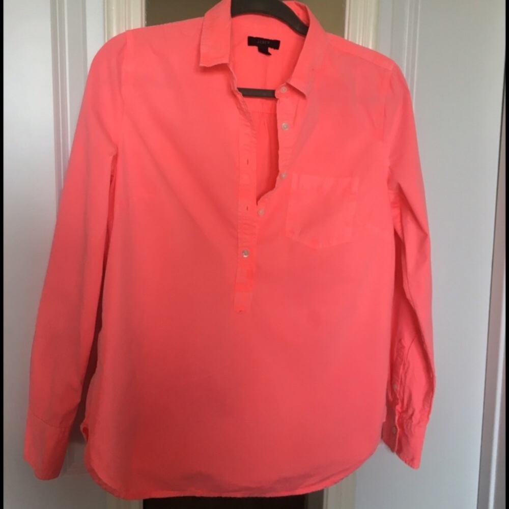 Neon pink j. Crew half button up