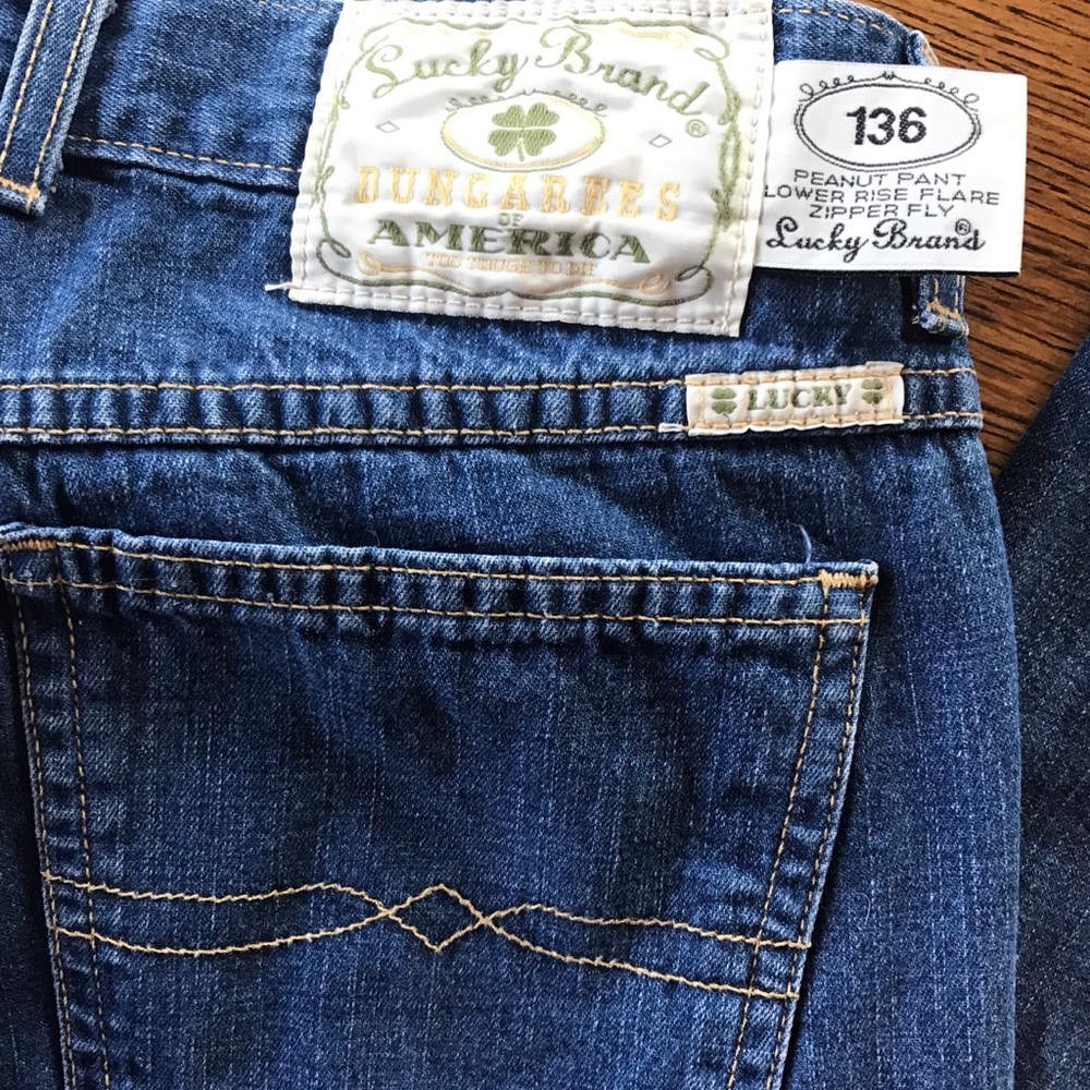 Lucky Brand Dungarees size 10/30 with 33” inseam.