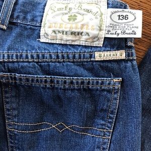 Lucky Brand Dungarees size 10/30 with 33” inseam.