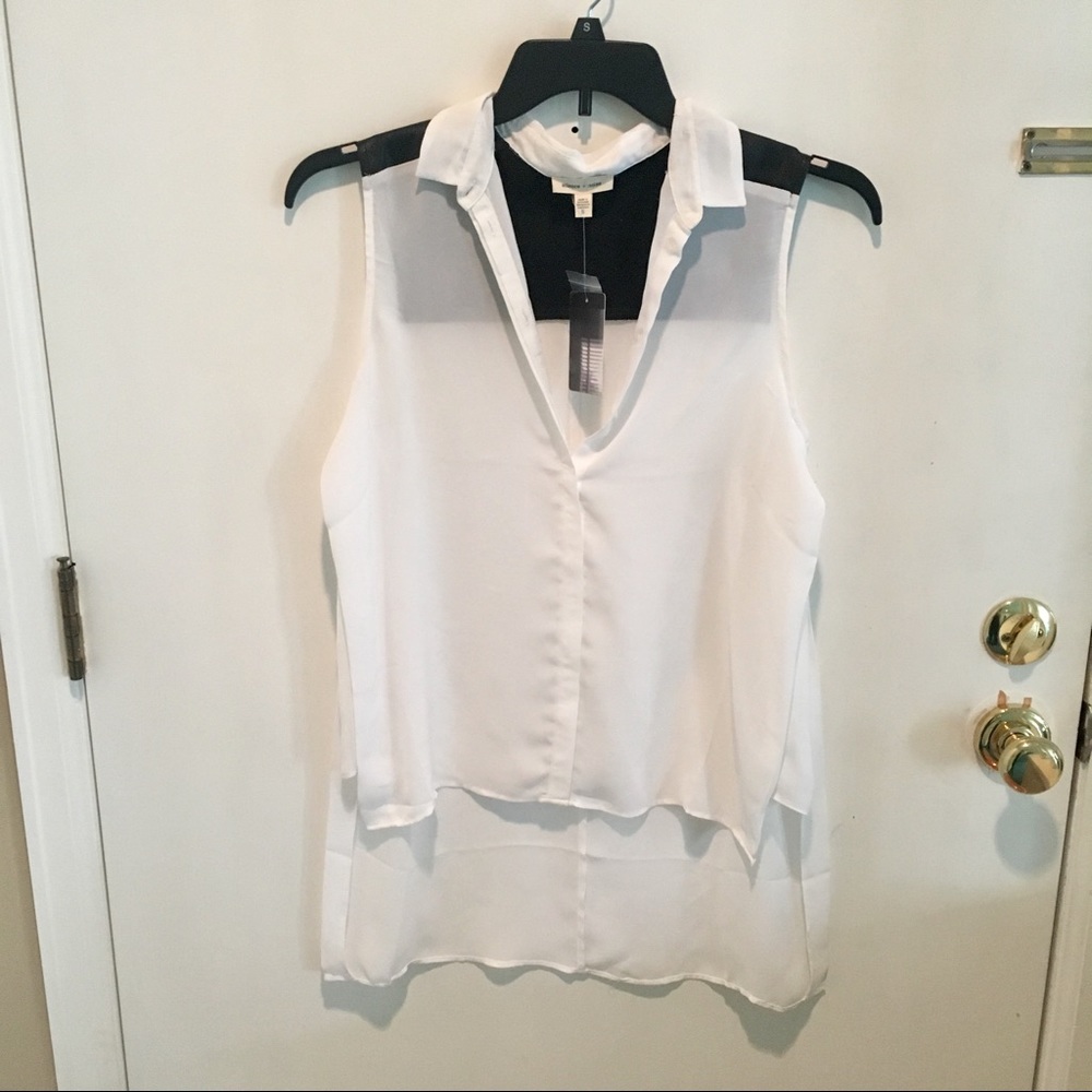 Silence + Noise Off White Button Up Tank Top