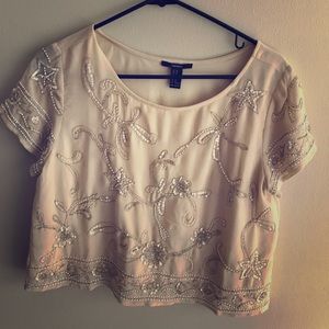 Beaded creme colored blouse