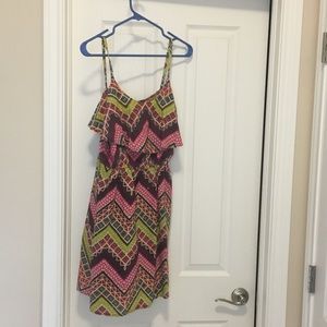 Pretty printed dress with ruffled top layer