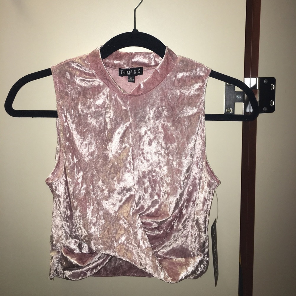 NWT velvet wrap crop top