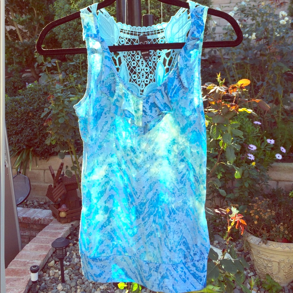 Windsor fancy lace back turquoise blouse