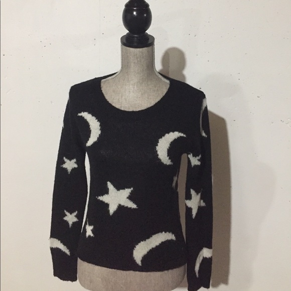 Material Girl Black Star & Moon Sweater Size Small - Picture 2 of 4