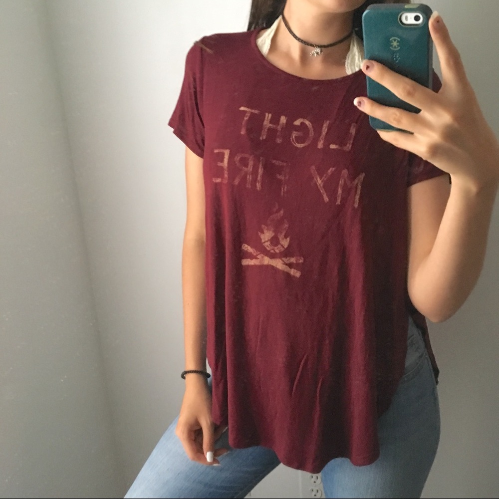 Distressed Side Split Tee