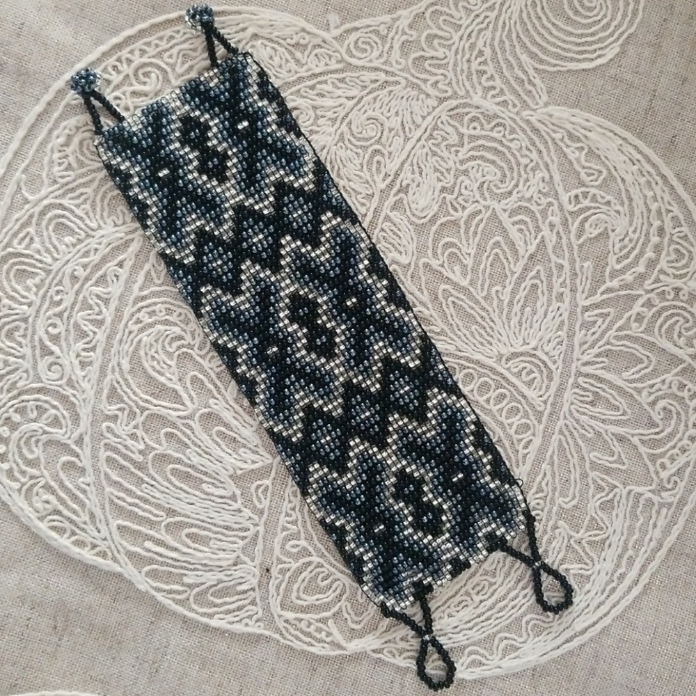 Black & Silver Sead Bead Handmade Bracelet