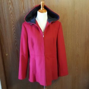 Levine Classics Red Wool Coat With Hood