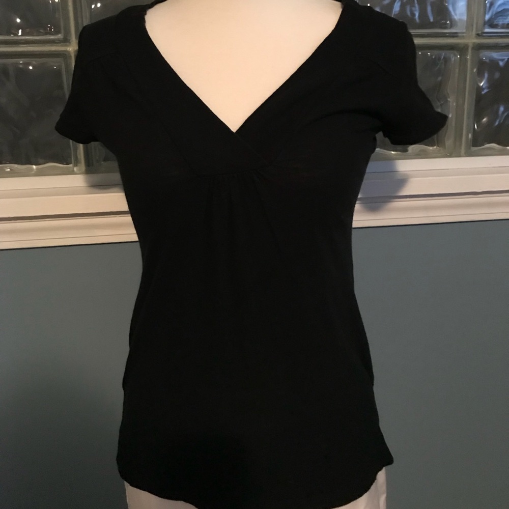 XS Banana Republic Short Sleeve Blk Cotton V Neck