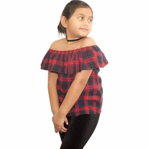 Boutique - Off the Shoulder Flannel Shirt