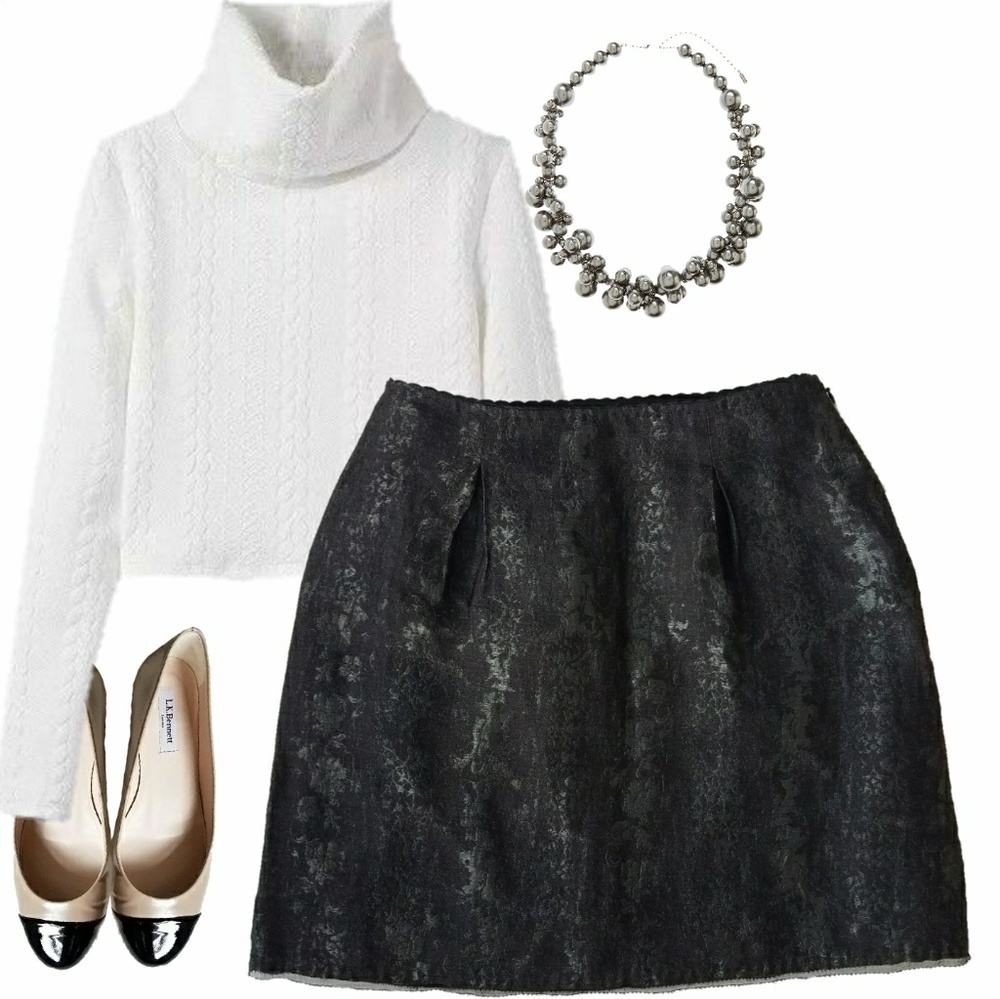 Elie Tahari Skirt Wool Metallic Shimmer Skirt