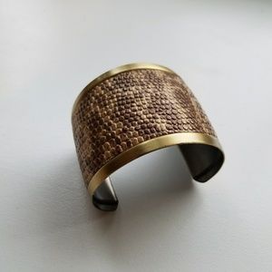 Gold/animal print metal bracelet cuff