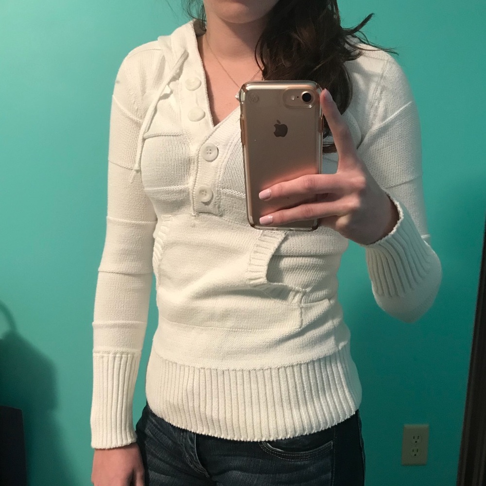 Aeropostale white sweater with large buttons