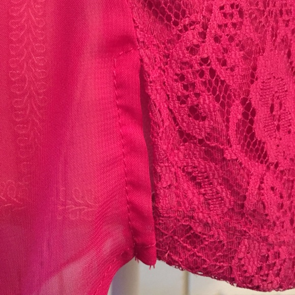 Fuchsia V-Neck Sheer Blouse Size XL - Picture 6 of 8