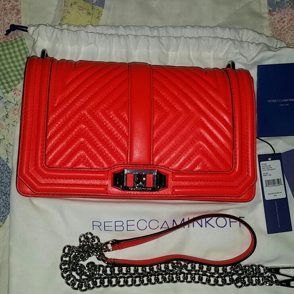 SOLD Rebecca Minkoff Love Geo Quilted X-Body Purse