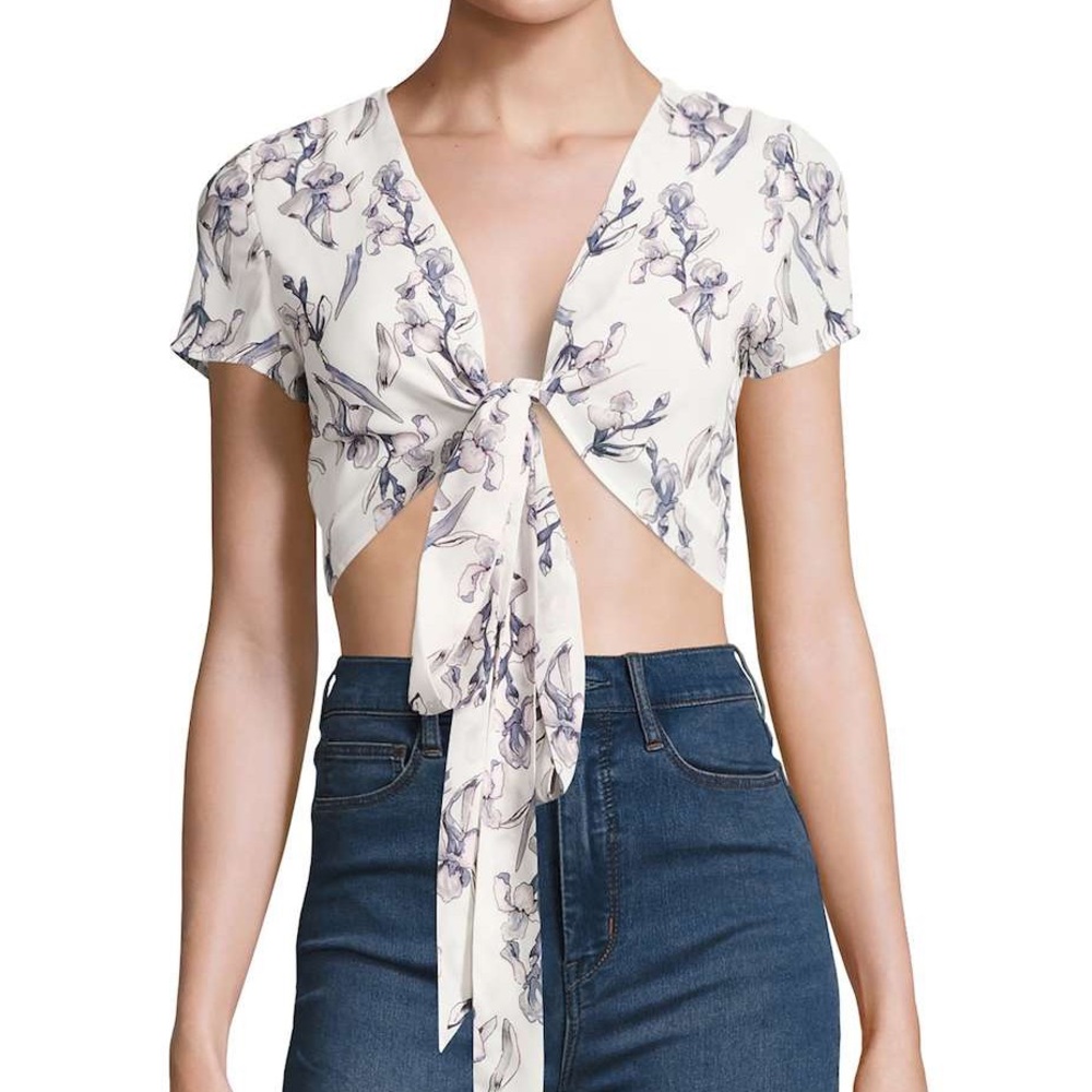 NWT lucca white Multi way tie flower crop top
