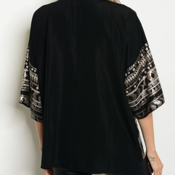 BLACK & BRONZE SEQUINNED KIMONO - Picture 2 of 2